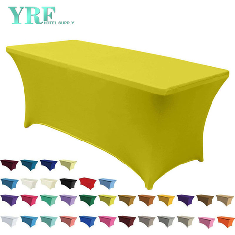 Cubierta de mesa de spandex elástico alargado, amarillo, 8 pies / 96 "L x 30 " W x 30 "H Poliéster para hotel