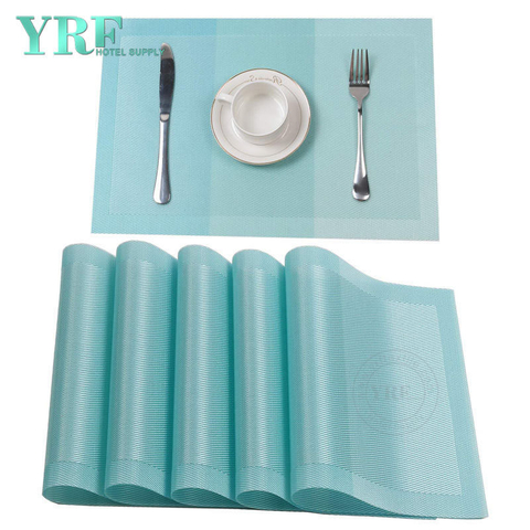Tapetes de mesa de borde azul resistentes al calor lavables rectangulares de PVC para fiestas