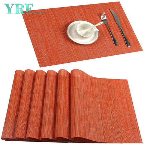 Alfombrillas de mesa con cuentas naranjas cuadradas de PVC que no manchan y que no se decoloran