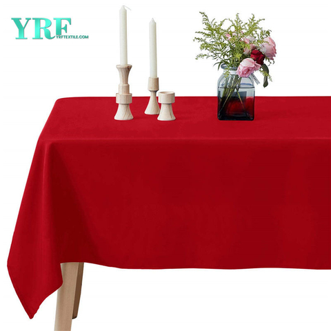 Rectángulo cubierta de mesa de cena rojo puro 90x132 pulgadas 100% poliéster sin arrugas para restaurante