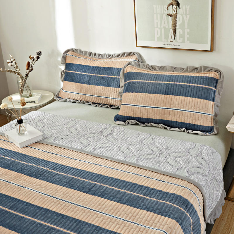 Cubrecama de lujo con funda lavada, ropa de cama de tamaño completo, camello y azul acero para primavera y verano