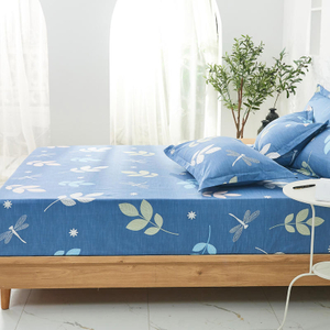 Textiles para el hogar Sábana bajera ajustable antiarrugas Juego de cama de hoja azul