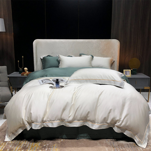 Diseño de lujo Hotel de 5 estrellas White Tencel 4Pcs colección de ropa de cama