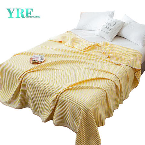Comercio al por mayor ropa de cama manta tejido de gofres rey amarillo suave 100% algodón fino