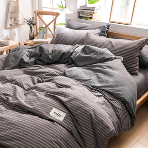 Sábana de cama de algodón suave con rayas de café para el hogar de alta calidad
